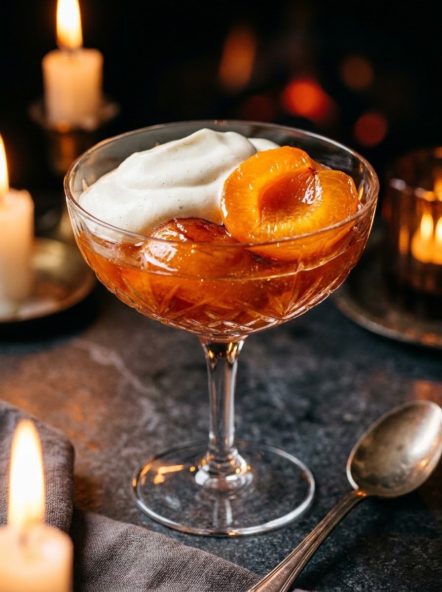 Amber Apricot — stewed apricots under a cool layer of cream