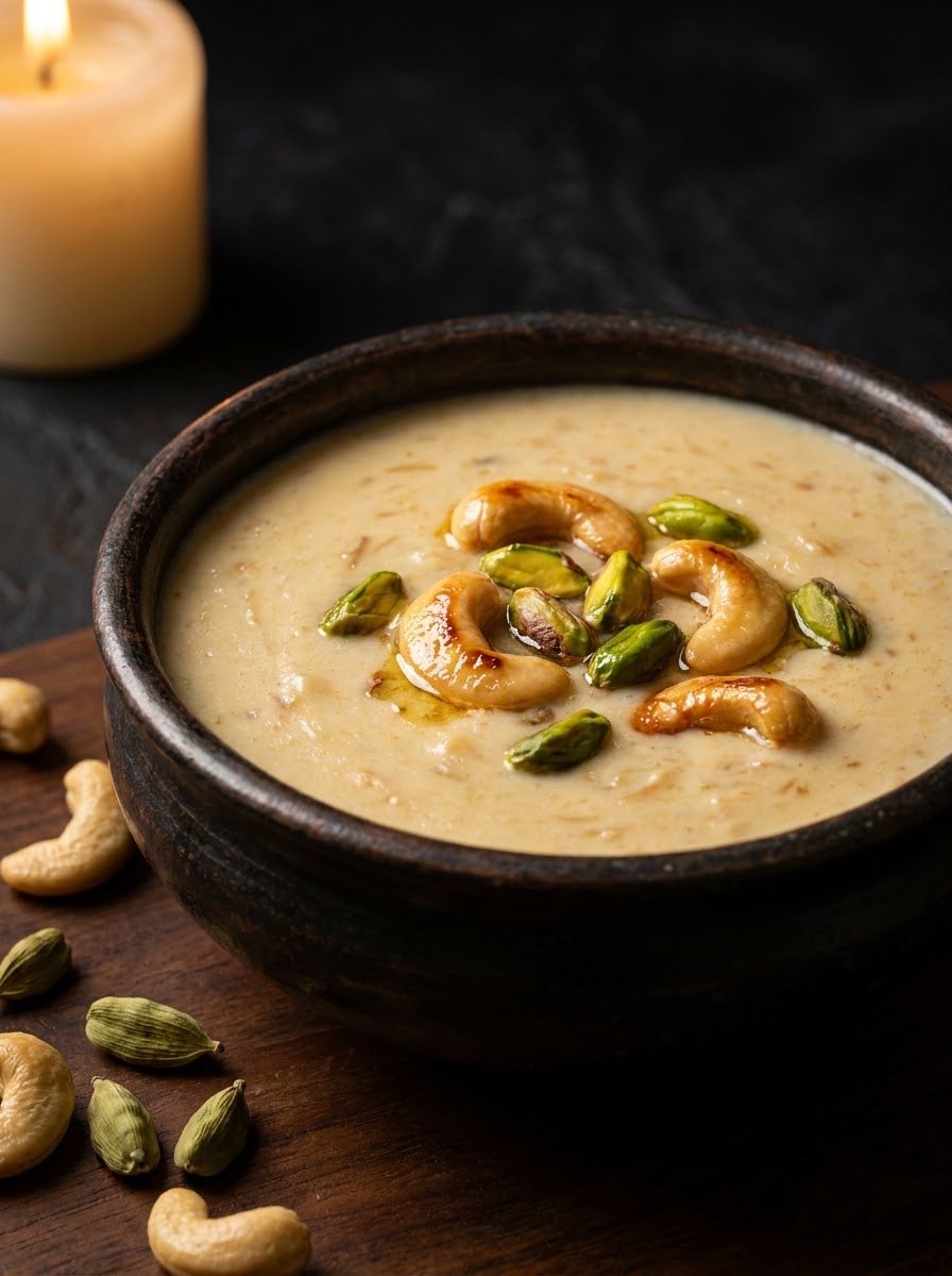 Deccan Payasam — slow-reduced milk dessert with cardamom and toasted nuts