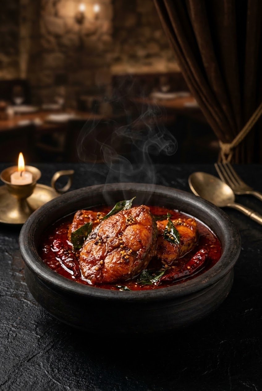 Khatta Angaar Fish — tender fish in a bold tamarind-led gravy with toasted spice