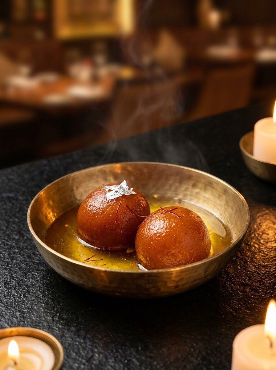 Zafran Gulab — gulab jamun in saffron-cardamom syrup